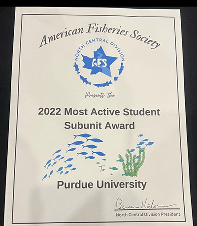 AFS Most Active Student Subunit certificate