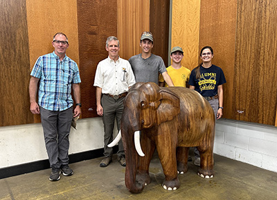 Mikaela agresta with Don Carlson, Ron Rathfon, Zane Smoldt and Andrew Tucker visiting the Bohlke Lumber Mill 