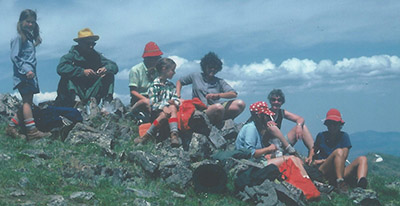 BJ Meadows on a mountain with her elementary school class.