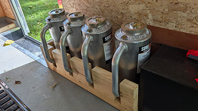 Drip torches in the Learn-N-Burn Trailer