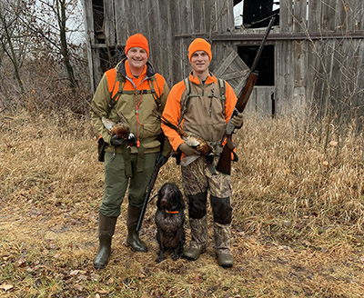 Jarred Brooke and Adam Janke on a pheasant hunt 