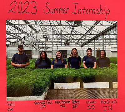 Brown with her fellow interns: Will, Amanda, MacKenzie, Abby and Hayden