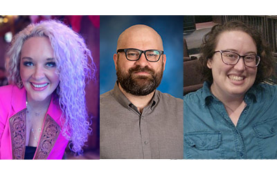 Headshots of Cecilia Davis, Austin Glidden and Molly Weber