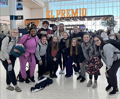 Jack Dempsey with Peru study abroad group in Dallas airport