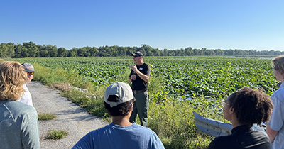 FNR 465 students tour the various habitats at LaSalle Fish and Wildlife Area
