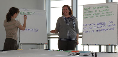 Carolyn Foley and Kate Mulvaney take notes at a Great Lakes focus group meeting in 2011.
