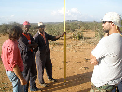 Dr. Jacob Goheen (right) with colleagues at the UHURU construction in 2008.