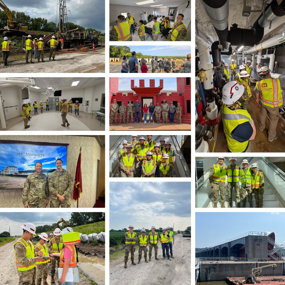 A photo collage of images from Austin Grant's summer internship with the U.S. Army Corps of Engineers.