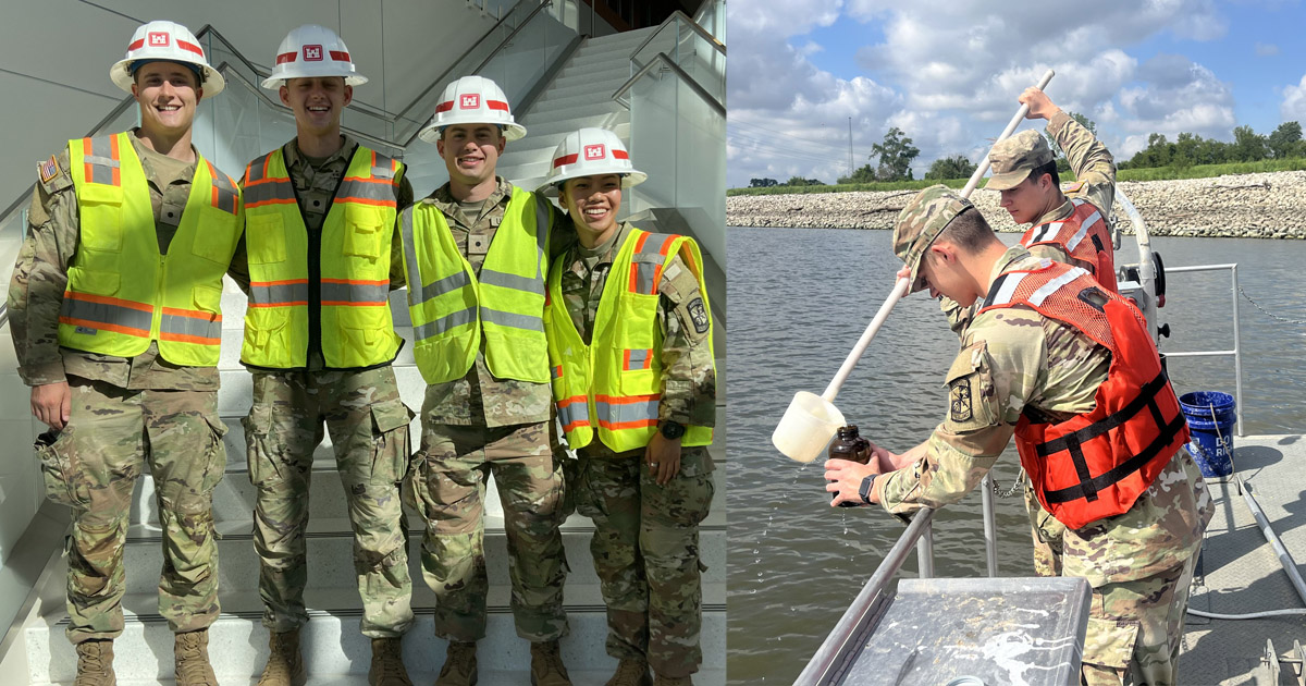 Austin Grant with colleagues during his summer internship with the U.S. Army Corps of Engineers. 