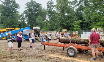 Group next to log.