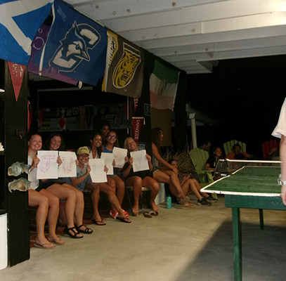 The cheering section at the cohort's season-ending ping pong tournament.