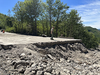 Lillian Hannon takes a look at the damage caused from a landslide