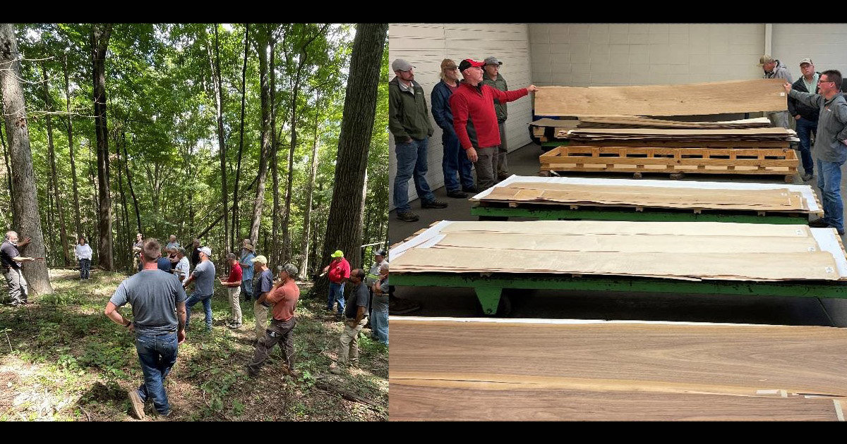 Photos from Hardwood University: timber sales 101 course with Lenny Farlee and a marketing hardwood veneer, stave and sawlogs course in Edinburgh, Indiana.