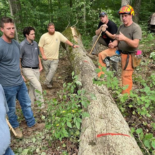 Photos from Hardwood University: timber sales 101 course with Lenny Farlee and a marketing hardwood veneer, stave and sawlogs course in Edinburgh, Indiana.