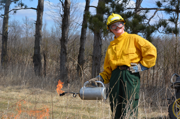 Helping with a prescribed burn at the Purdue wildlife area pwa