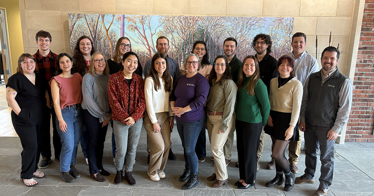 The first graduating class of the Indiana Land Stewardship Leadership Academy, pictured with LSLA lead instructors Jarred Brooke, Jessica Outcalt and Seth Harden.