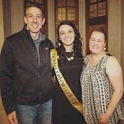 Katie with her parents when she was on Purdue homecoming court 2019.