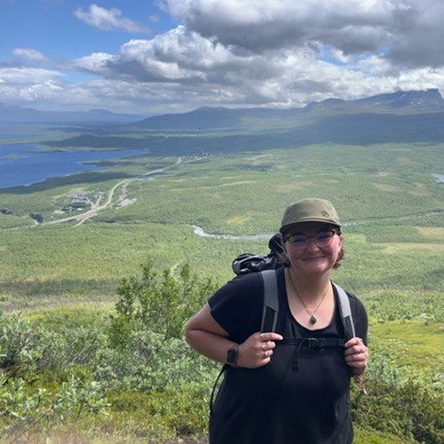 A photo of the midnight sun in Abisko, Sweden.