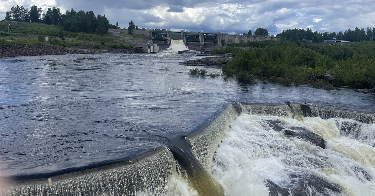 A landscape photo of a waterfall in Sweden, taken by Sam Lillie.