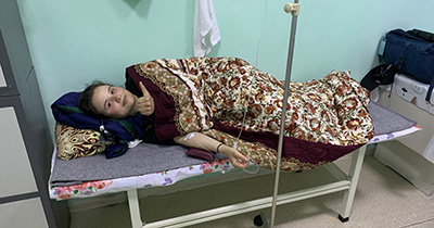 Sam Lima in the hospital in Mongolia