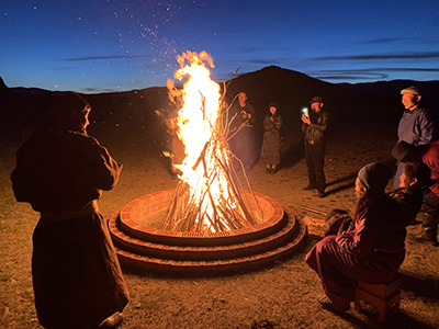 Bonfire with the locals after the community workshop