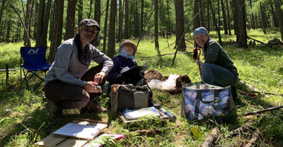 Sam Lima doing a plant survey in Mongolia