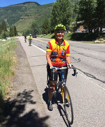 BJ Meadows biking in Vail in 2017.