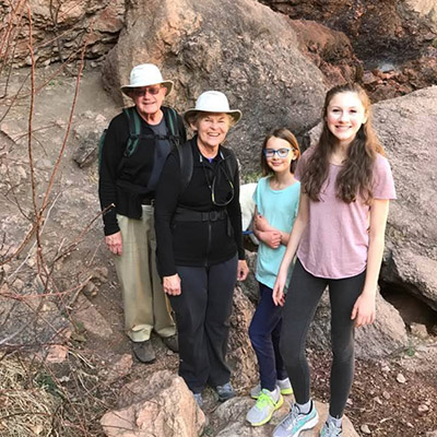 BJ and Bud Meadows hiking with family in 2017