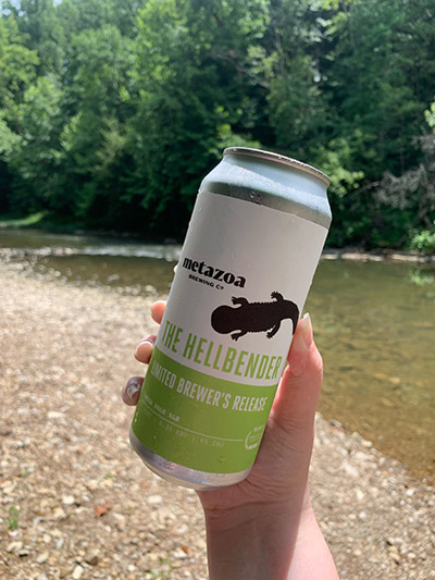 Front of The Hellbender IPA beer can