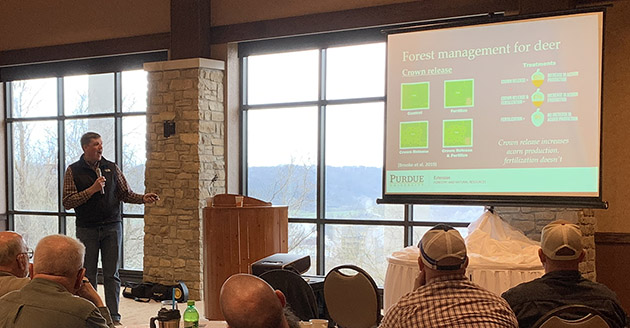 Jarred Brooke gives a presentation on forest management for deer 