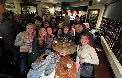 The study abroad group getting to know each other on their first night in Dublin