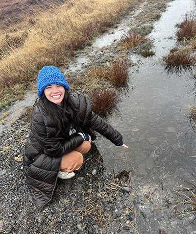Arlene Polar found frog eggs in stream.