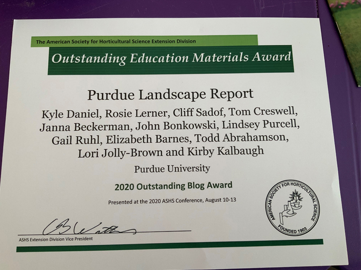 Purdue Landscape Report Award