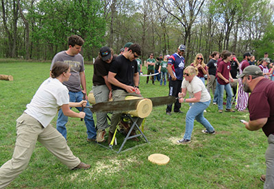 Katie Schouten competes in the Jill and Jill double buck competition at Midwest Conclave.