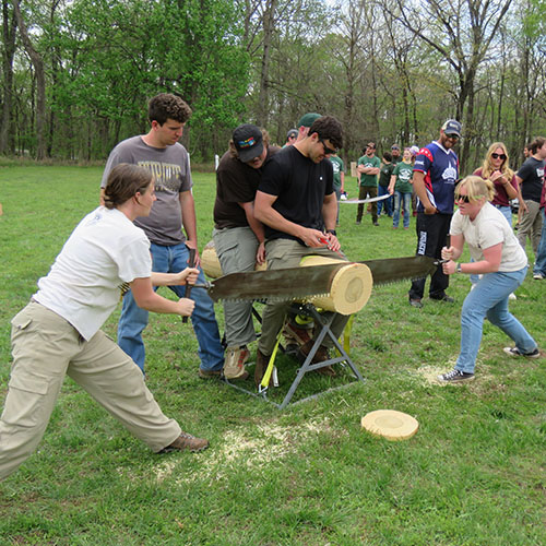 Two Purdue students compete in the Jack and Jack double buck competition at Midwest Conclave 2026