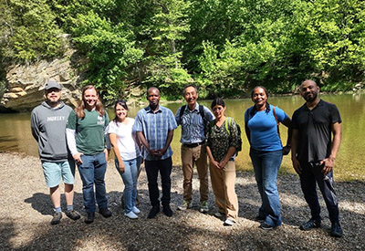 Attendees of the Science-i Bridging Worlds Workshop explored Turkey Run State Park to get a sense of the local ecosystems in Indiana