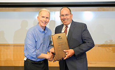 Jack Seifert is presented his 2023 Chase S. Osborn Award for Wildlife Conservation by Dr. Rob Swihart