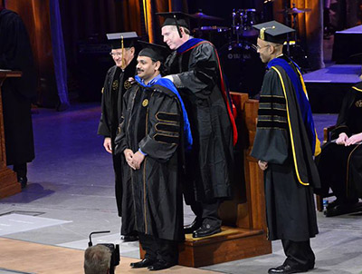 Dr. Rob Swihart at the PhD graduation of Byju Govindan. 