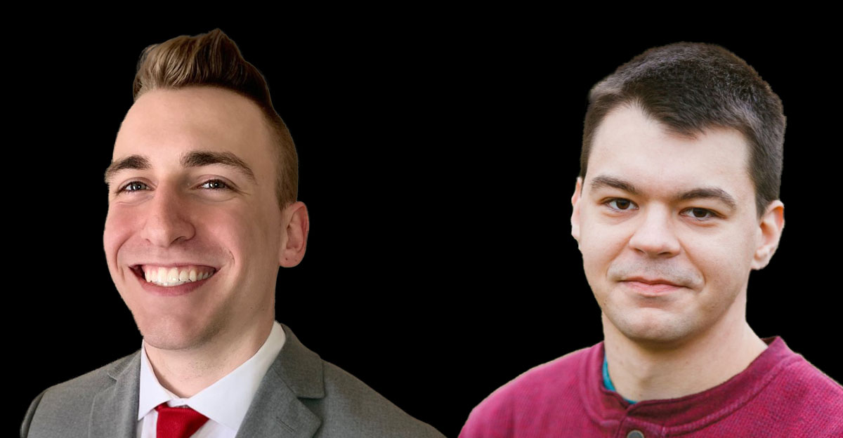 Headshots of Joshua Tellier and Scott Koenigbauer, who were honored for their research by the International Association for Great Lakes Research
