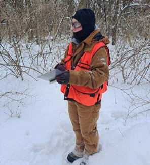 Timber cruising on a cold February day in Iowa