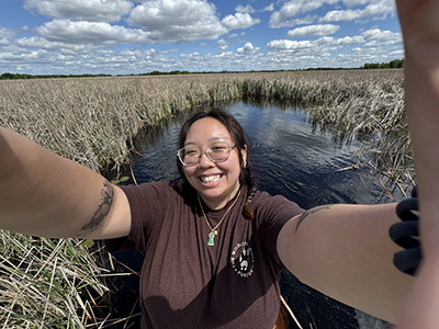 Tam Tran takes a selfie at Carlos Avery Wildlife Management Area.
