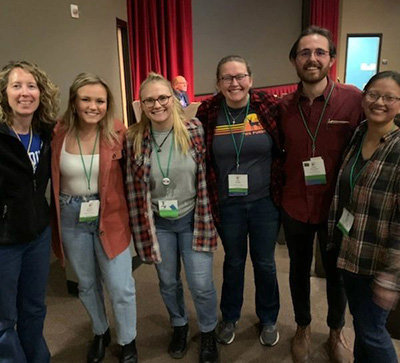 The Purdue TWS Quiz Bowl team - Alex Dudley, Evan Kinnevan, Anne Talbot, Ashlanna Murray and Lauren Wetterau - with TWS advisor Dr. Elizabeth Flaherty