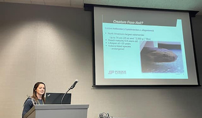 Master's student Shelby Royal gave a presentation about her research on eastern hellbenders