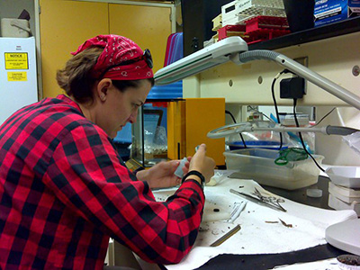 McCallen working in the lab