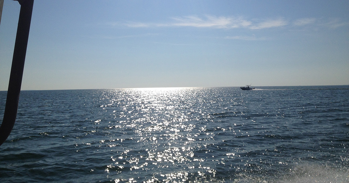 A photo from a sampling trip on Lake Erie during Zoe Almeida's PhD work.