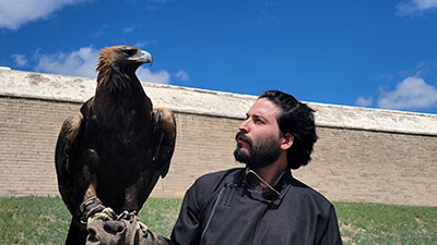 Fran with a golden eagle