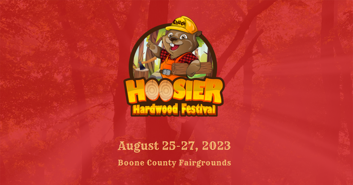 Hoosier Hardwood Festival logo with dates of August 25-27, 2023 listed underneath