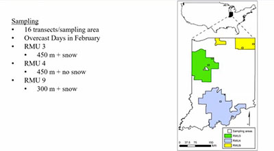 A Map of Sample sites from Zackary Delisle's deer population research