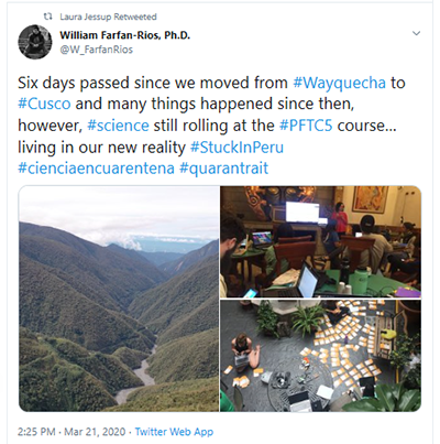 Jessup Twitter post, six days in Cusco.