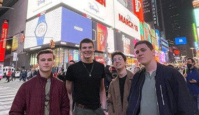 Steven Kelly with fellow Glee Club members in New York City